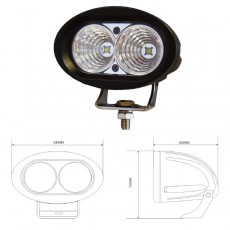0-420-61 - 2 x 10W LED Work Lamp - Black, 10-48V 2000lm, IP67